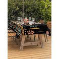 thumbnail image 3 of Outdoor Table Cloth with Umbrella Hole and Zipper, Orange Teal Botanical Waterproof Rectangle Tablecloth 54"x80", Boho Ethnic Geometric Black Washable Table Cover for Outside Party Patio Picnic, 3 of 8