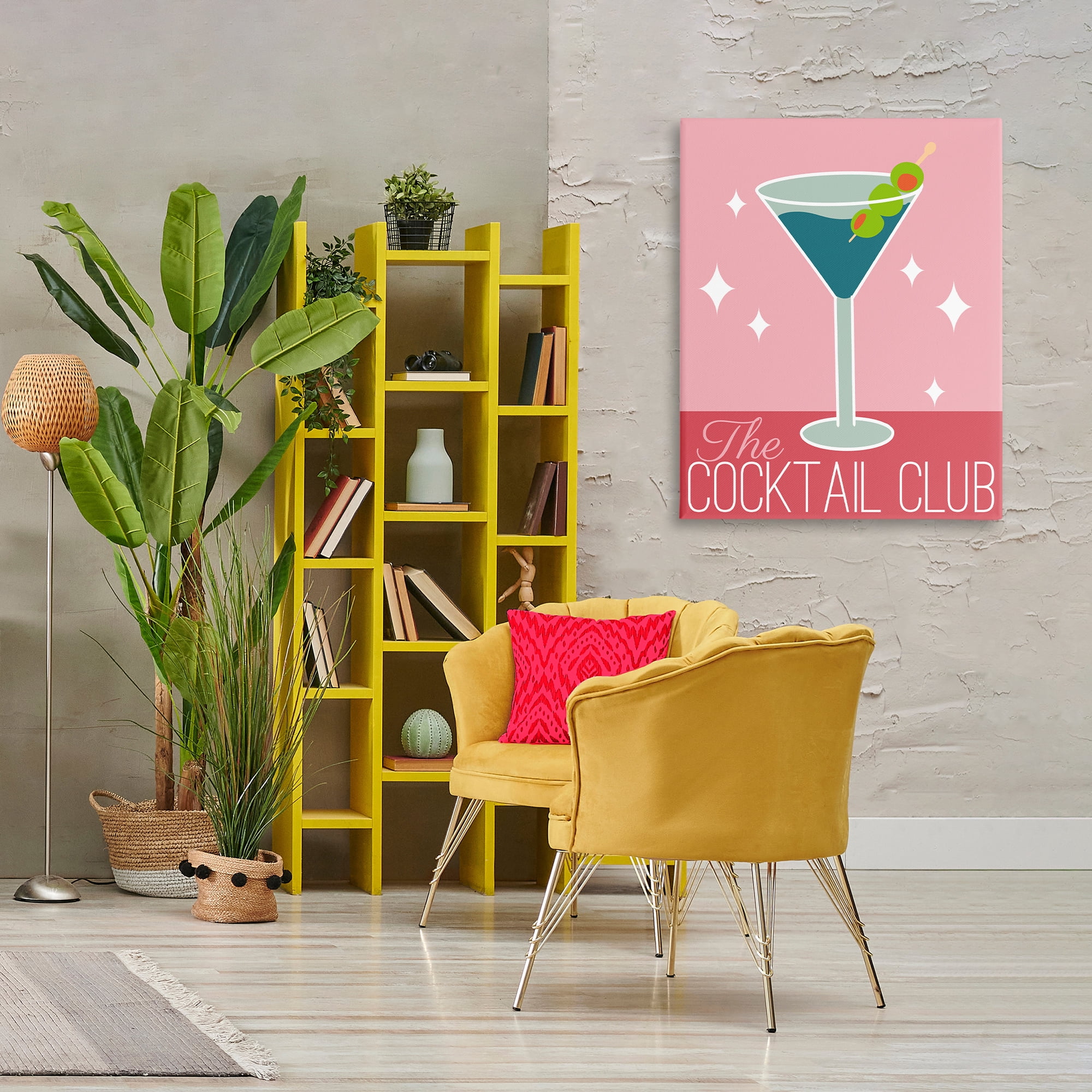 Stupell Industries Cocktail Club Typography Food & Beverage Painting Wrapped Canvas Art Print Wall Art, 30 x 40