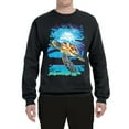 thumbnail image 2 of Swimming Sea Turtle Animal Lover Unisex Crewneck Graphic Sweatshirt, Black, X-Large, 2 of 3
