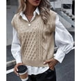 thumbnail image 1 of Sweater Vest Women Oversized V Neck Sleeveless Sweaters Womens Cable Knit Tops, 1 of 4