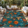 thumbnail image 2 of Orange Green Spring Floral Outdoor Rug for Patio/Deck/Porch, Non-Slip Large Area Rug 4 x 6 Ft, Vintage Botanical Summer Flower Indoor Outdoor Rugs Washable Area Rugs, Camping Rug Carpet Runner, 2 of 8