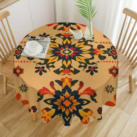 

Bohemian Pattern Round Tablecloths Circular Table Cover Washable Polyester For BBQ Buffet Table Parties Supplies