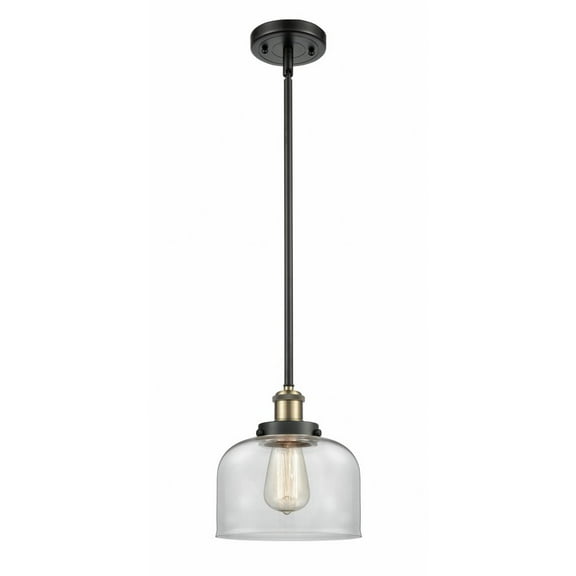 916-1S-BAB-G72-Innovations Lighting-Bell - 1 Light Stem Hung Mini Pendant In Industrial Style-10 Inches Tall and 8 Inches Wide-Black Antique Brass