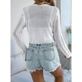 thumbnail image 6 of Women'S Light-Weight Shrugs Crochet Sweaters Tie Front 3/4 Sleeve Cropped Cardigan for Spring Summer White S, 6 of 8