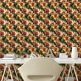 thumbnail image 2 of Ambesonne, Vintage Floral Peel & Stick Wallpaper for Home, Abstract Roses Wild, 13"x72", Dark Green and Orange, 2 of 5