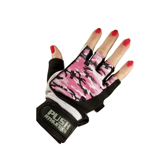 PUSH Athletic Women's Workout Gloves (Pink Camo, X-Large)