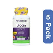 Natrol Biotin 10,000 mcg Fast Dissolve 60 tablets (Pack of 5)