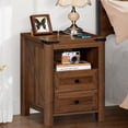 thumbnail image 6 of Joaxswe Nightstand with Charging Station, Bedside Table Night Stand with 2 Storage Drawers for Bedroom, Brown, 6 of 9