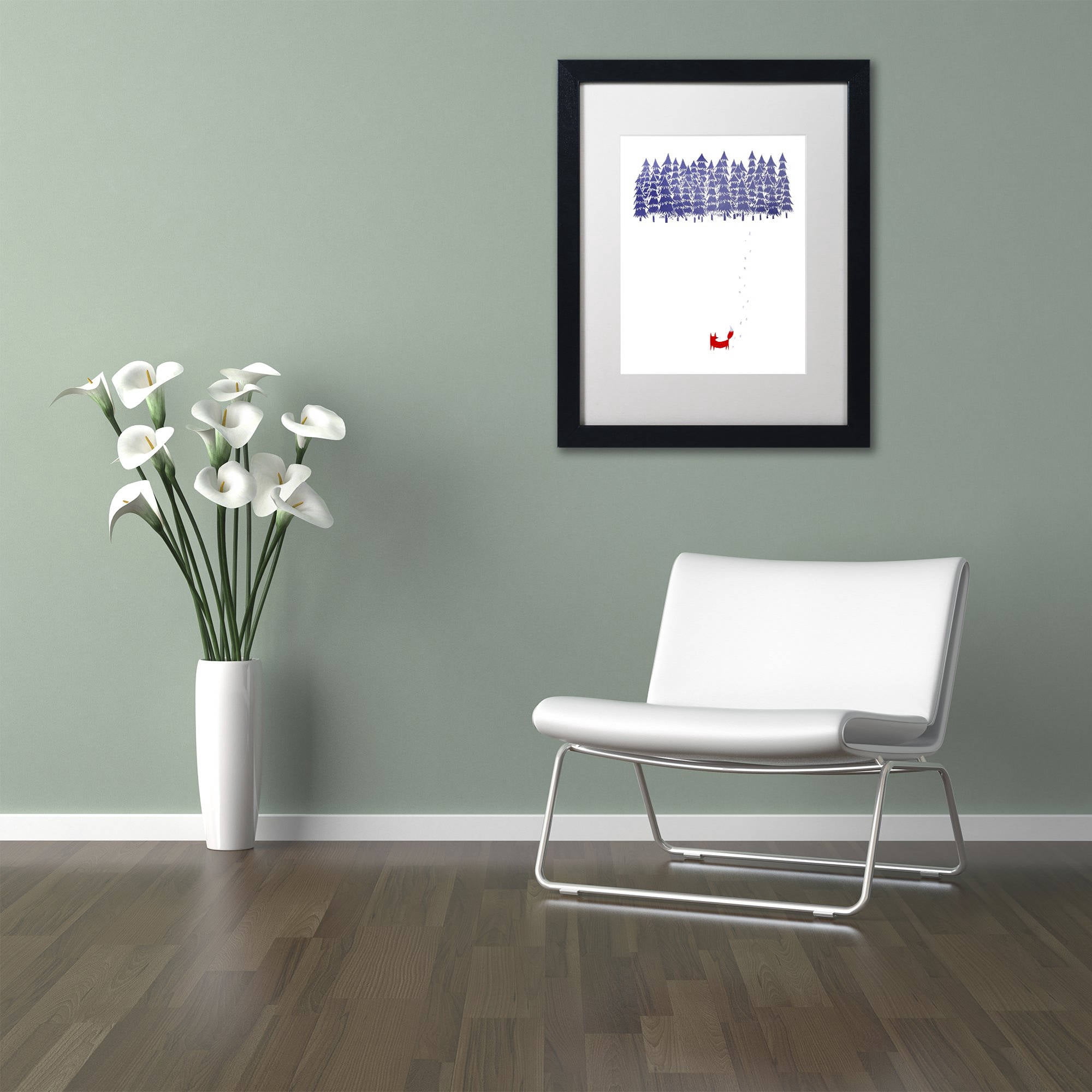 Trademark Fine Art 'Alone In The Forest' Canvas Art by Robert Farkas, White Matte, Black Frame