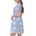 thumbnail image 2 of Balery Cute Poodle Dog Vestidos sueltos de manga corta para mujer, vestidos de verano 2025, vestidos casuales de corte A con vuelo., 2 of 6