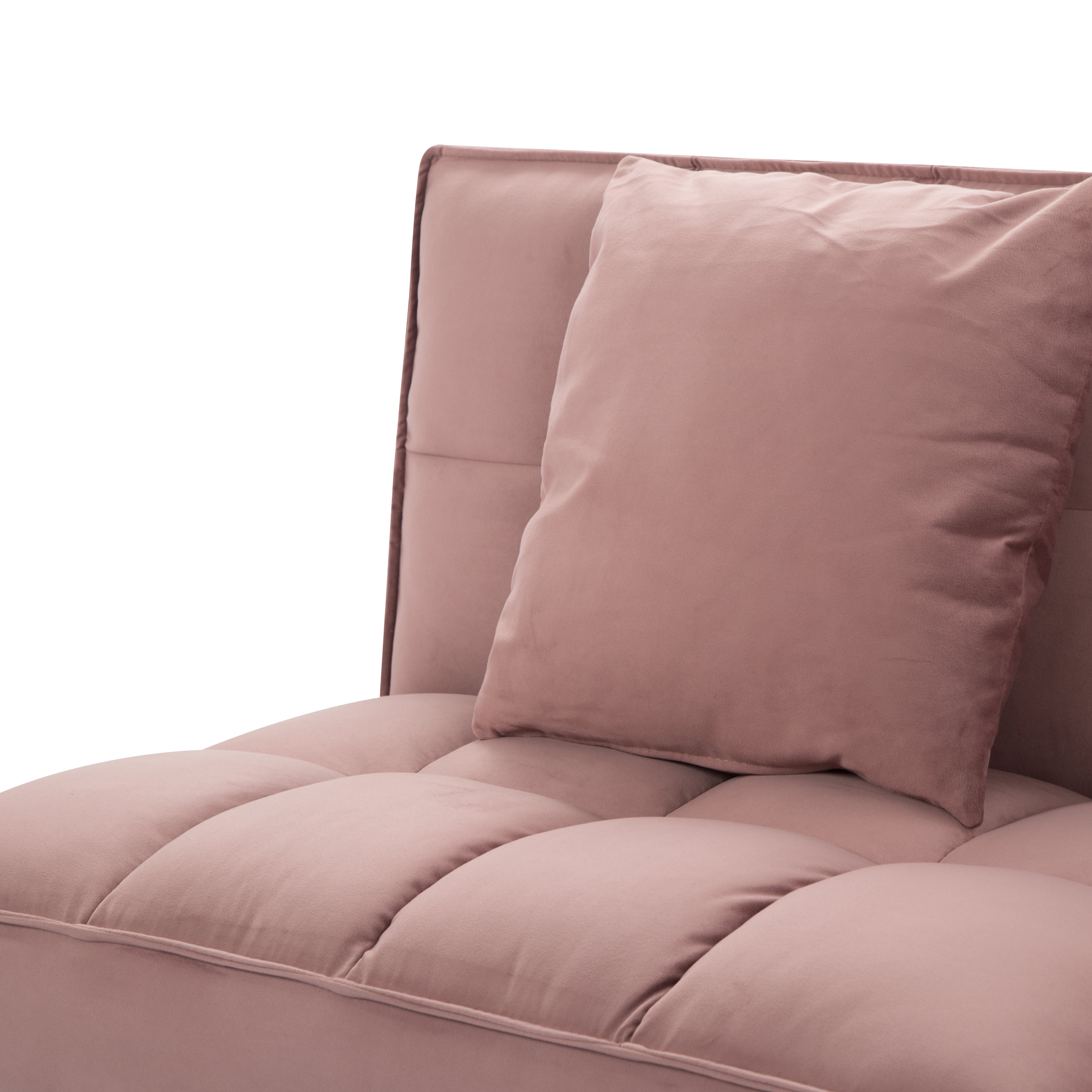 Gewnee 67.7" Futon Sofa Bed, Velvet Convertible Sleeper with Split-Back, Metal Legs for Living Room, Pink