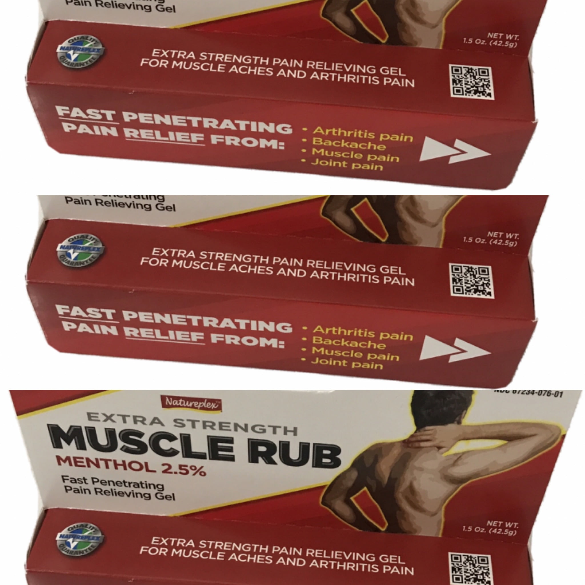 (3 Packs) Natureplex  Extra-Strength Muscle Rub Gel  With Menthol 2.5% For Fast Relief Of Arthritis Pain Muscle Aches 1.5 oz Each