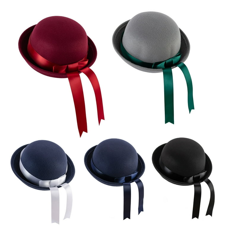 YUUZONE Trendy Bowler Hat Ribbon Bow Derby Cap Parent-Child YUUZONE Trendy Bowler Hat Ribbon Bow Derby Cap Parent-Child