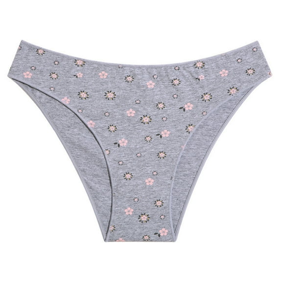 HUPOM Womens Underwear Cotton Cotton Boxers For Women Medium waist Elastic Waist Printed Briefs Gray S