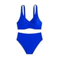 thumbnail image 4 of Pimfylm Women's Bikini Swimsuits Crop Top High Waisted Bikini Set Two Piece Bathing Suit Swimsuits Swimwear(Blue,M), 4 of 9