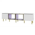 thumbnail image 4 of MODERNLUXE 67" TV Stand for TVs up to 75", Modern TV Console Table with LED lights,Storage Cabinets and 4 Doors,Rectangle Entertainment Center for Living Room,White, 4 of 8