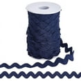 thumbnail image 1 of 1 Roll 25 Yards RIC Rac Trim Ribbon 0.4 inch/10mm Rick Rack Wave Sewing Bending Fringe Trim Woven Fabric for Sewing Flower Making Wedding Dress Party Craft Prussian Blue, 1 of 9