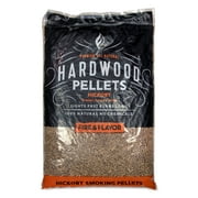 Fire & Flavor Hickory 100% All-Natural Wood Pellets for Smokers and Pellet Grills, BBQ, Bake, Roast, and Grill, 20 lb. Bag