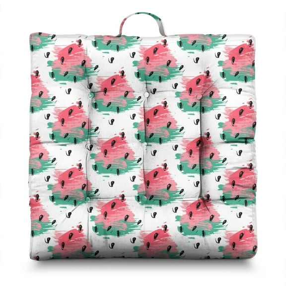 Watermelon Lovers Floor Cushion – 22x22 Inch Large Pillow, Dutch Velvet, Fun Cartoon Fruit Design for Yoga & Meditation