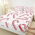 thumbnail image 3 of Homewish Sweet Candy Cnae Queen Sheet Sets,Merry Christmas Flat Sheet,Red Polka Dots Queen Fitted Sheet For Teens,Super Cozy Room Decor,4 Pieces, 3 of 7