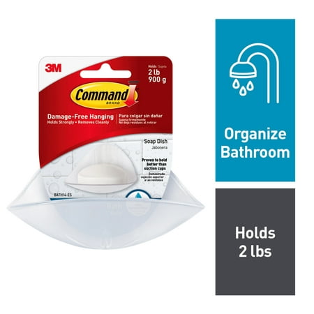 Command Soap Dish, White, 1 Dish, 2 Mounting Bases, 2 Medium (Best Soap Dish For Shower)