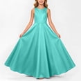 thumbnail image 4 of ITSAME Girls Formal Maxi Dress A-Line Sleeveless Crew Neck Wedding Party Pageant Prom Gown Mint Green Size 2T, 4 of 6
