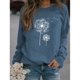 thumbnail image 2 of Sudadera de manga larga para mujer con estampado de diente de león, cuello redondo, manga larga, informal, suelta, sudadera, 2 of 5
