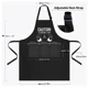 thumbnail image 2 of Delantal impermeable ajustable para hombre con bolsillo para cocina, babero negro con estampado de letras alrededor del cuello, estilo divertido, 2 of 5
