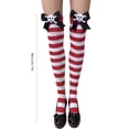 thumbnail image 3 of Women's Christmas Thigh High Long Tube Socks with Bowknot Accent Cosplay Striped Over the Knee Stockings Party Wear, 3 of 8