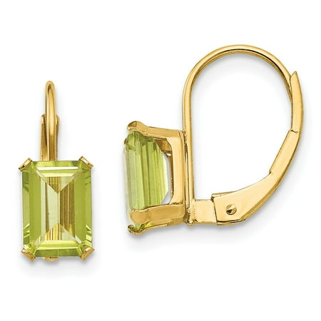 14k Yellow Gold Madi K Emerald Shape Peridot Earrings 14k Yellow Gold Madi K Emerald Shape Peridot Earrings