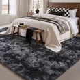 thumbnail image 3 of PureCozy 8'x10' Shag Area Rugs for Living Room Bedroom Dining Room Office Farmhouse, Plush Indoor Decorative Long-haired Large Black Rugs Carpet, Black, 3 of 5