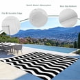 thumbnail image 6 of Outdoor Rug 6x9 ft Geometric Striped Pattern Waterproof Outdoor Patio Rug Mat Non Slip Outside Area Rugs Carpet for RV,Camping,Porch,Deck,Pool,Balconybackyard,Black and White Wave Pattern, 6 of 9