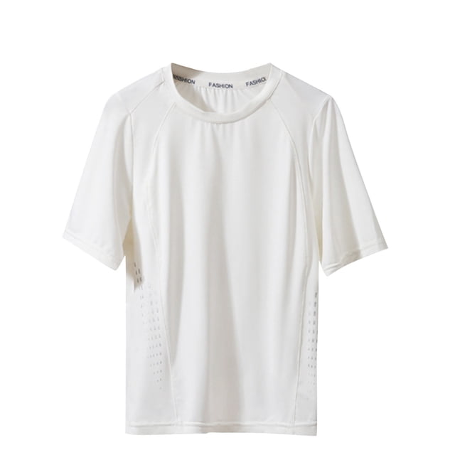 Zpanxa Girls T Shirts Solid Mesh Ice Silk Round Neck Short Sleeve Breathable Polyester Top 16-17 Years