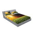 thumbnail image 2 of Ambesonne Landscape Fitted Sheet & Pillow Sham Set, Dark Clouds Sunset, Queen, Green Yellow, 2 of 2