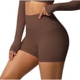 thumbnail image 2 of Babcutegg Yoga Shorts for Women High Waist Activitive Wear Straight Leg Regular Fit Side Pockets Womens Summer Shorts Brown Size XL, 2 of 9