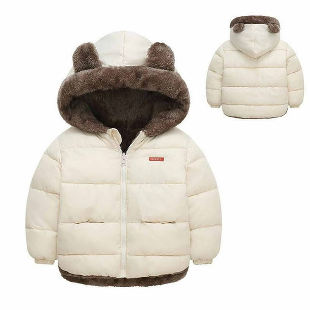 Zanvin Toddler Baby Boys Girls Autumn Winter Fleece Padded Jacket Hooded Zip Jacket Coat White clearance Gifts For 2 3 Years White