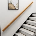 thumbnail image 1 of Pasamanos de escalera de madera, una sola pieza, kit completo con soporte de metal, barandilla de pared antideslizante para niños, interiores, bares,, 1 of 7