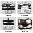 thumbnail image 4 of Unique Bargains 1 Pcs Double Layer Makeup Bag Cosmetic Travel Bag Make Up Organizer Bag for Women Marble Pattern White, 4 of 6