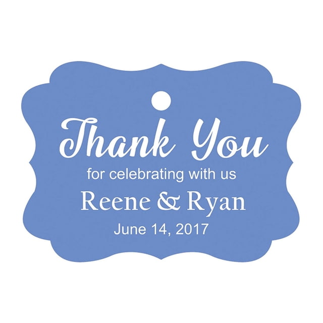 100 PCS Custom Wedding Favor Hang Tags Thank you for celebrating Personalized Paper Tags