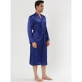 thumbnail image 2 of Bata de satén para hombre, camisón para dormir, camisón de manga larga para dormir, pijama, vestido, albornoz Azul XL, 2 of 4