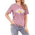 thumbnail image 4 of ZXSXSY Women's Daisy Letter Print Crew Neck Short Sleeve Graphic T-Shirt, 4 of 10