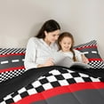 thumbnail image 5 of jejeloiu Classic Geometric Checkered Full Size Comforter Sets,Racing Track Bedding Comforter Set,Red Black White Bedding Sets For Boys Kids,Microfiber Bedroom Decor Reversible,3pcs, 5 of 8
