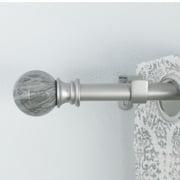 Decopolitan 29653-AS72 Marble Ball Single Curtain Rod Set, 72 to 144 Inches, Antique Silver