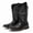 Black, variant on Men's Brown & Black Patchwork Western Cowboy Boots - Square Toe with White Embroidery & Pull-On Design