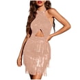 thumbnail image 1 of Birdeem Robe Mode Femme Décontractée à Col Rond Unie Ajustée à Paillettes Robe à Manches Longues, 1 of 1