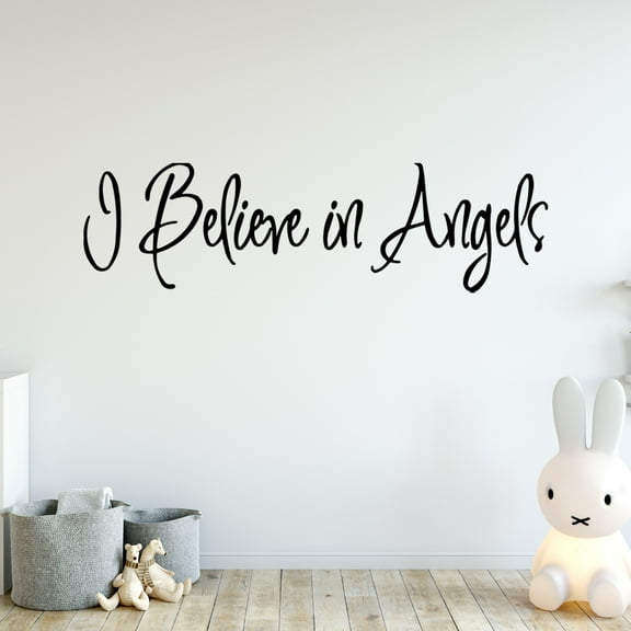 VWAQ I Believe in Angels Wall Decal Nursery Wall Decals Inspirational Quotes - 1635 (11"H X 30"W)