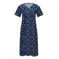 thumbnail image 4 of Patlollav Womens Summer Print Causal V-Neck Button Short Sleeve Vacation Pockets Dress, 4 of 6