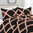 thumbnail image 3 of 1 Piece Luxury Two Tone Diamond Ruffle Pattern Comforter Super Soft All Season 800 Thread Count, 100% Egyptian Cotton, Oversized Super King Size Peach/Black Solid Color, 3 of 4