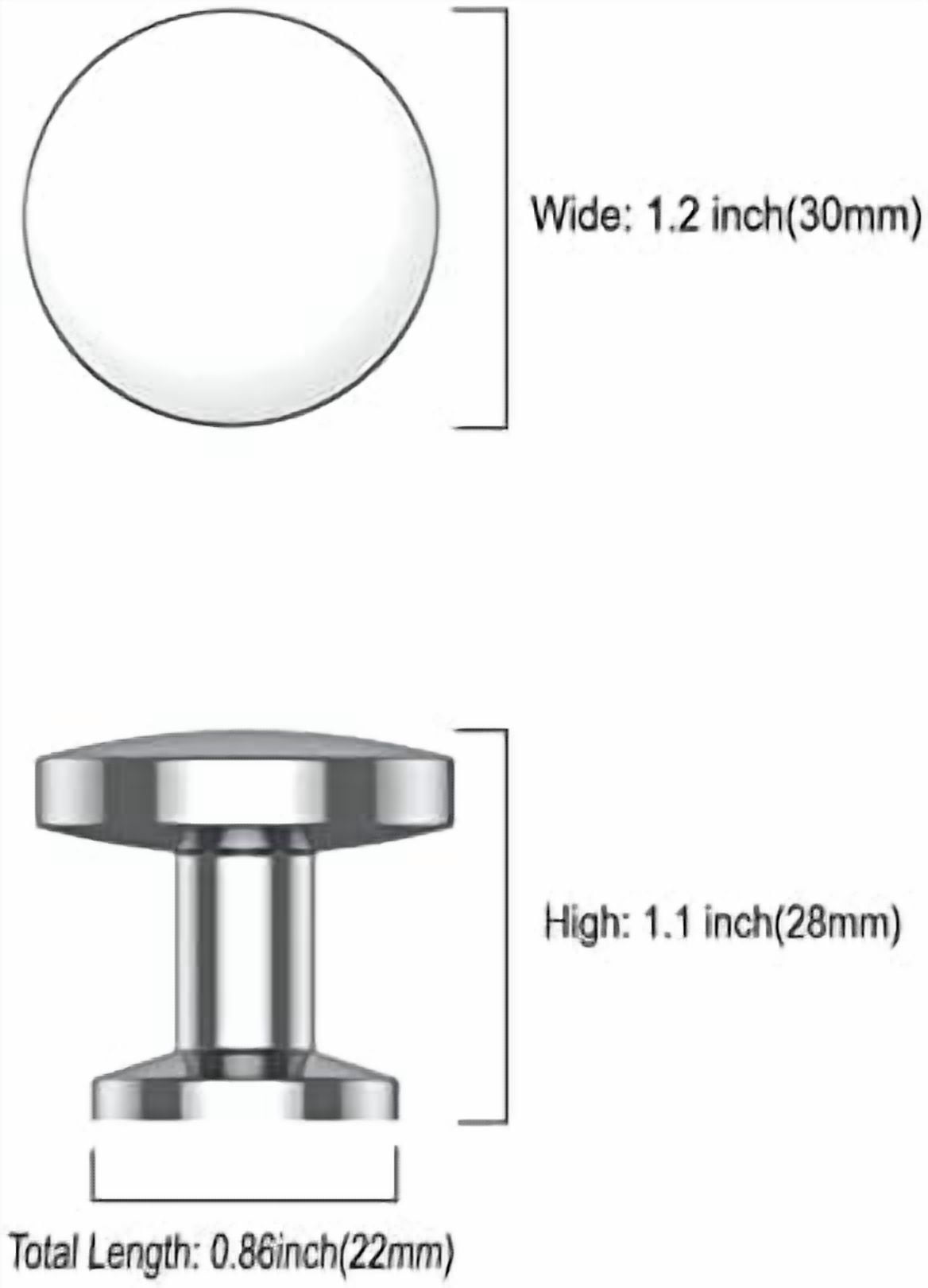 30 Pack Polished Chrome Cabinet Knobs, Zinc Material, for Kitchen Cabinets, Drawers, Dressers - 1.2inch Diameter, 28mm Height
