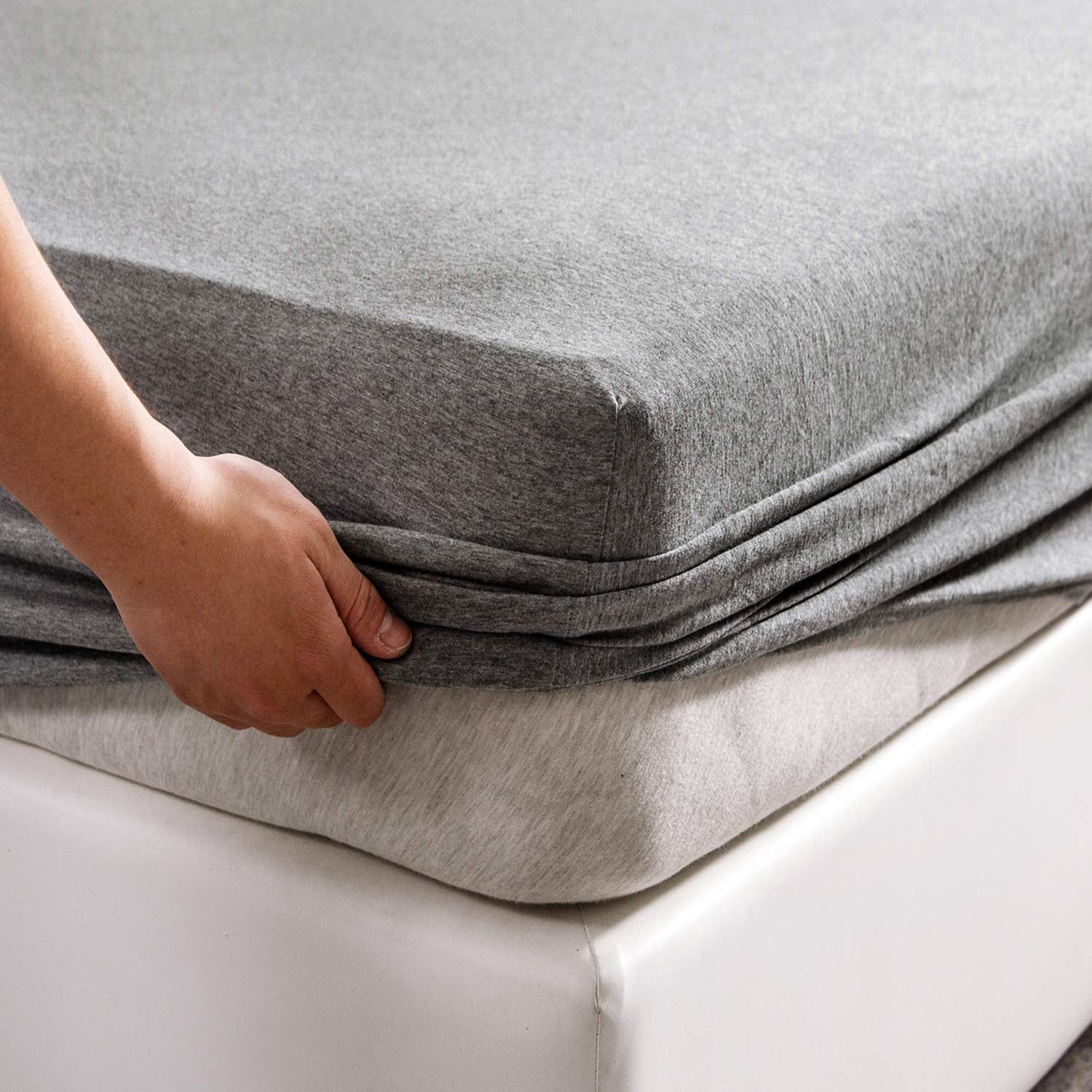 PURE ERA 100 Cotton Jersey Knit Queen Fitted Sheet Deep Pocket Ultra